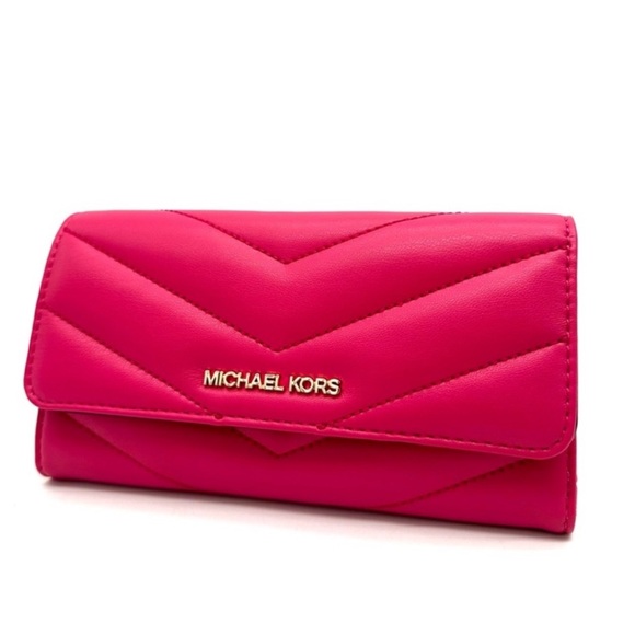 Michael Kors Large Large Quilted Trifold Wallet Pink/Gold - Picture 3 of 8